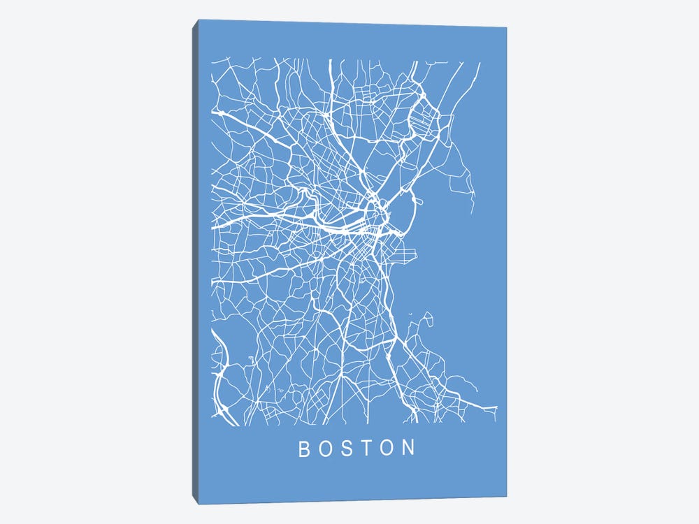 Boston Map Blueprint by Pixy Paper 1-piece Canvas Print