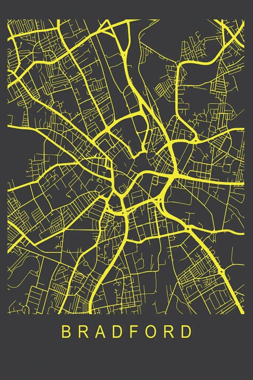 Bradford Map Neon by Pixy Paper wall art