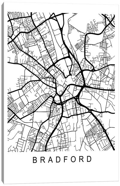 Bradford Map White Canvas Art Print