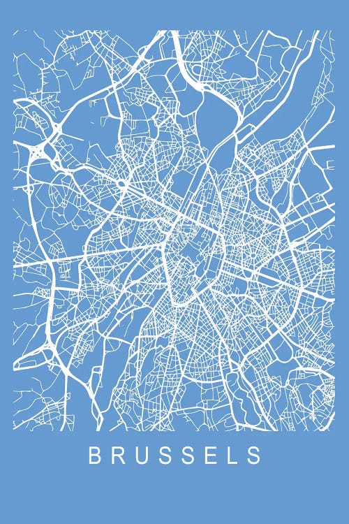 Brussels Map Blueprint by Pixy Paper wall art