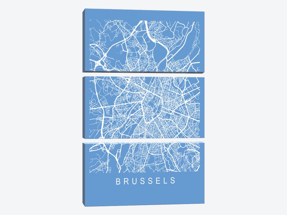Brussels Map Blueprint by Pixy Paper 3-piece Art Print
