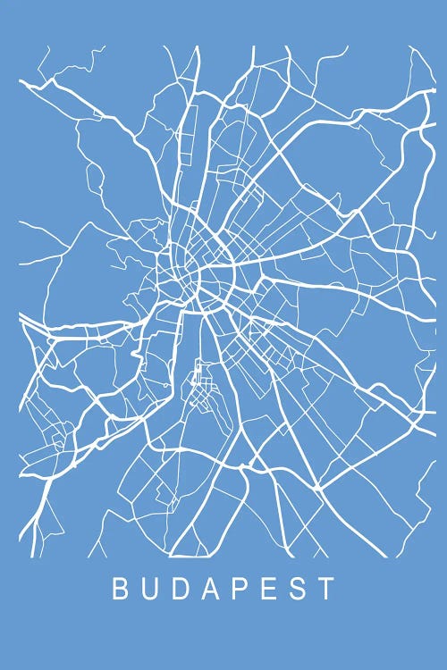 Budapest Map Blueprint by Pixy Paper wall art