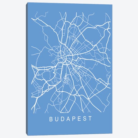 Budapest Map Blueprint Canvas Print #PXY722} by Pixy Paper Canvas Print