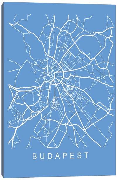 Budapest Map Blueprint Canvas Art Print - Budapest Art