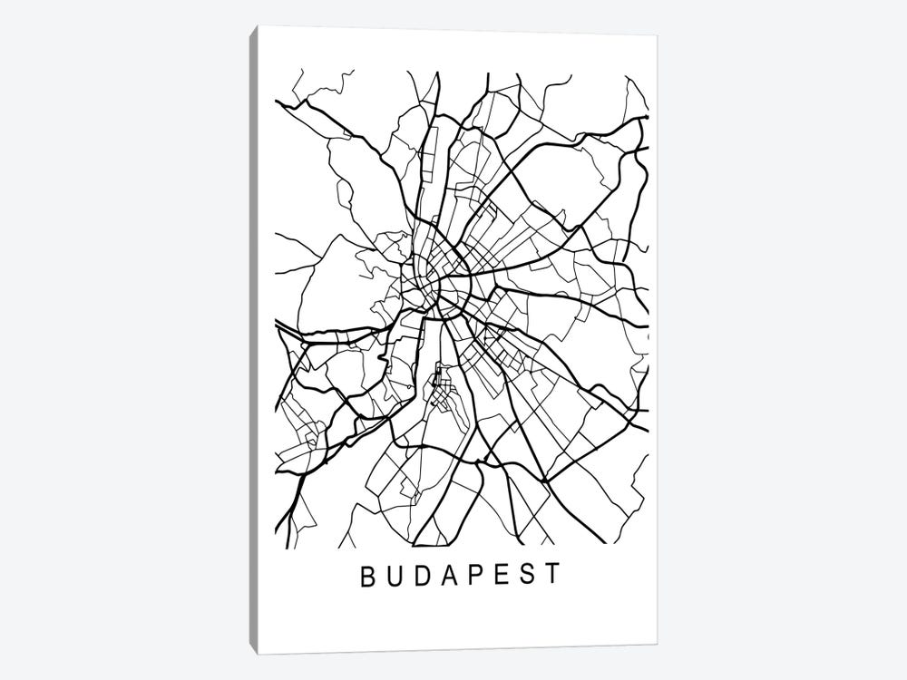 Budapest Map White by Pixy Paper 1-piece Art Print