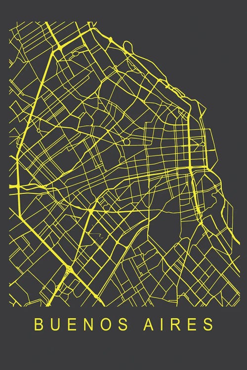Buenos Aires Map Neon by Pixy Paper wall art