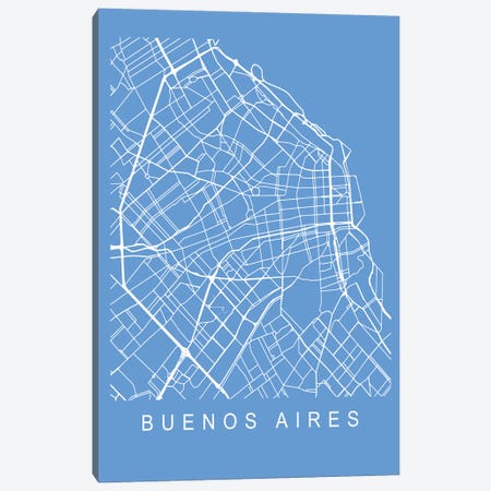Buenos Aires Map Blueprint Canvas Print #PXY726} by Pixy Paper Canvas Artwork
