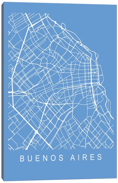 Buenos Aires Map Blueprint Canvas Art Print - Argentina Art