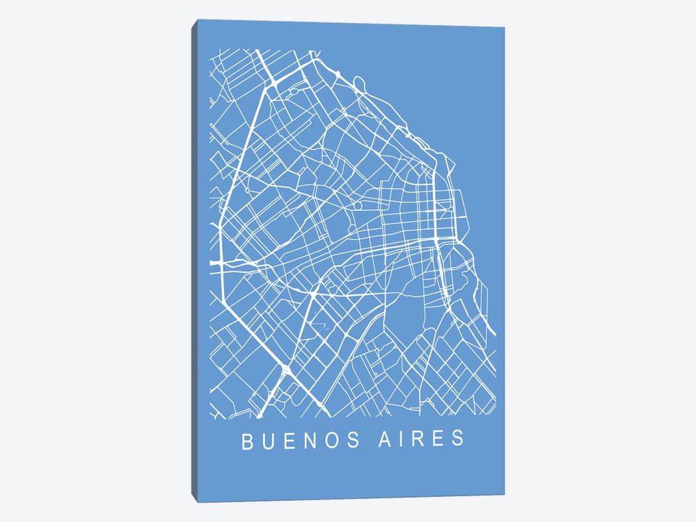 Buenos Aires Map Blueprint by Pixy Paper 1-piece Canvas Art Print