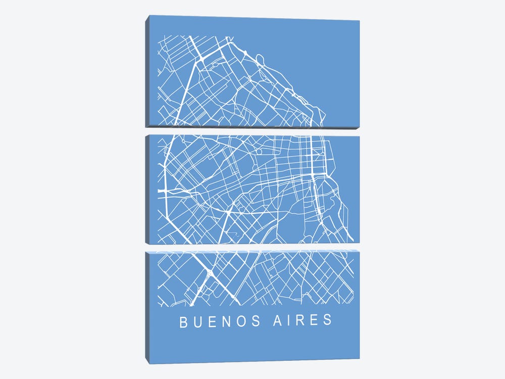 Buenos Aires Map Blueprint by Pixy Paper 3-piece Art Print