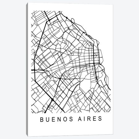 Buenos Aires Map White Canvas Print #PXY727} by Pixy Paper Canvas Artwork