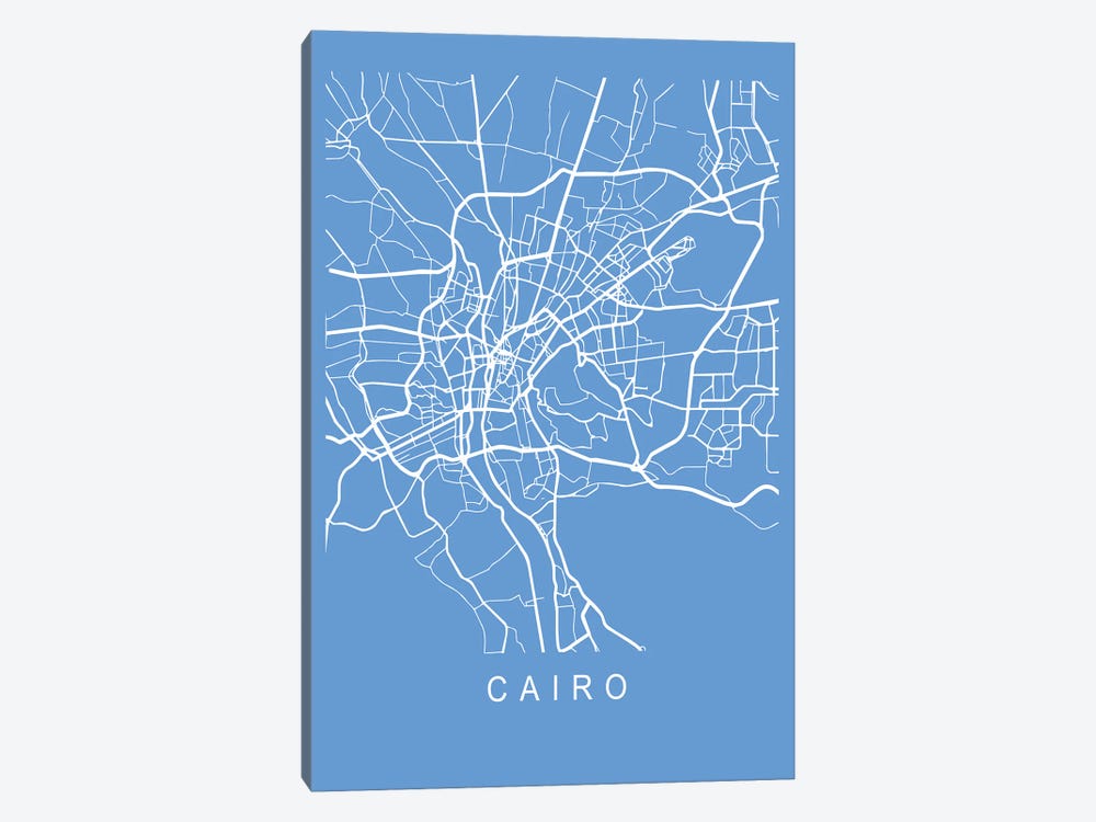 Cairo Map Blueprint by Pixy Paper 1-piece Art Print