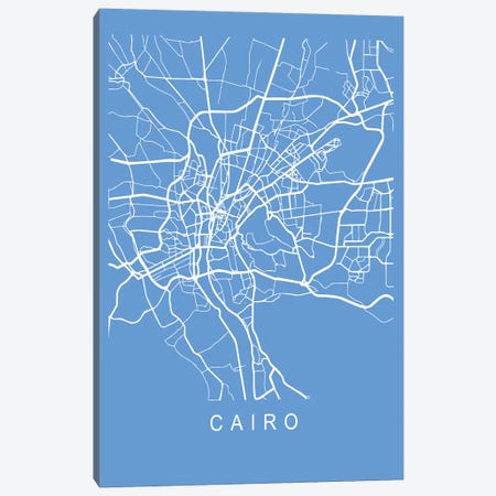 Cairo Map Blueprint Canvas Print #PXY728} by Pixy Paper Canvas Print