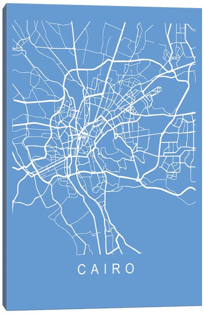 Cairo Map Blueprint Canvas Art Print - Egypt Art