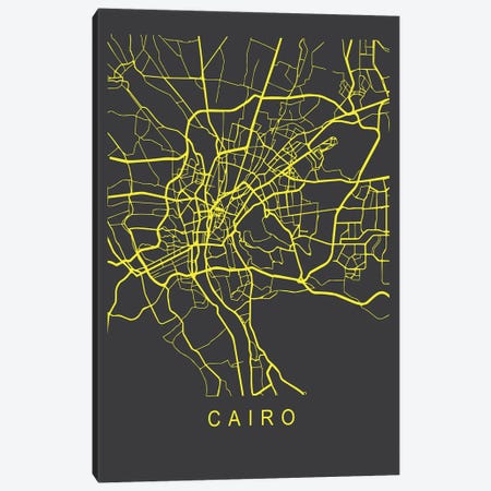 Cairo Map Neon Canvas Print #PXY729} by Pixy Paper Canvas Art Print