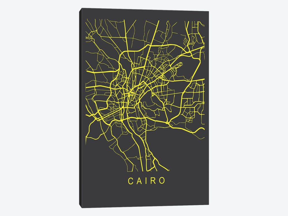 Cairo Map Neon by Pixy Paper 1-piece Canvas Artwork