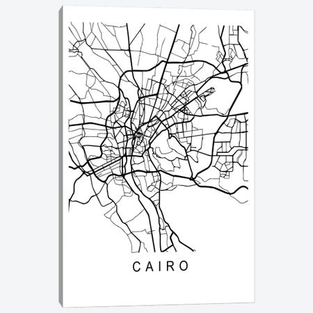 Cairo Map White Canvas Print #PXY730} by Pixy Paper Canvas Artwork