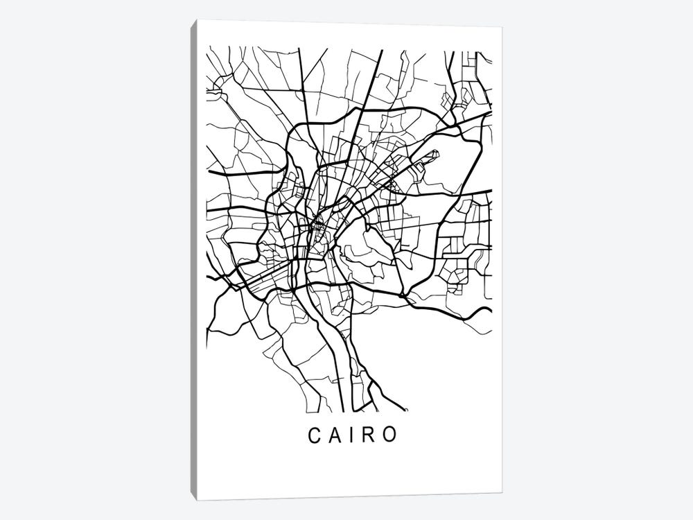 Cairo Map White by Pixy Paper 1-piece Canvas Artwork