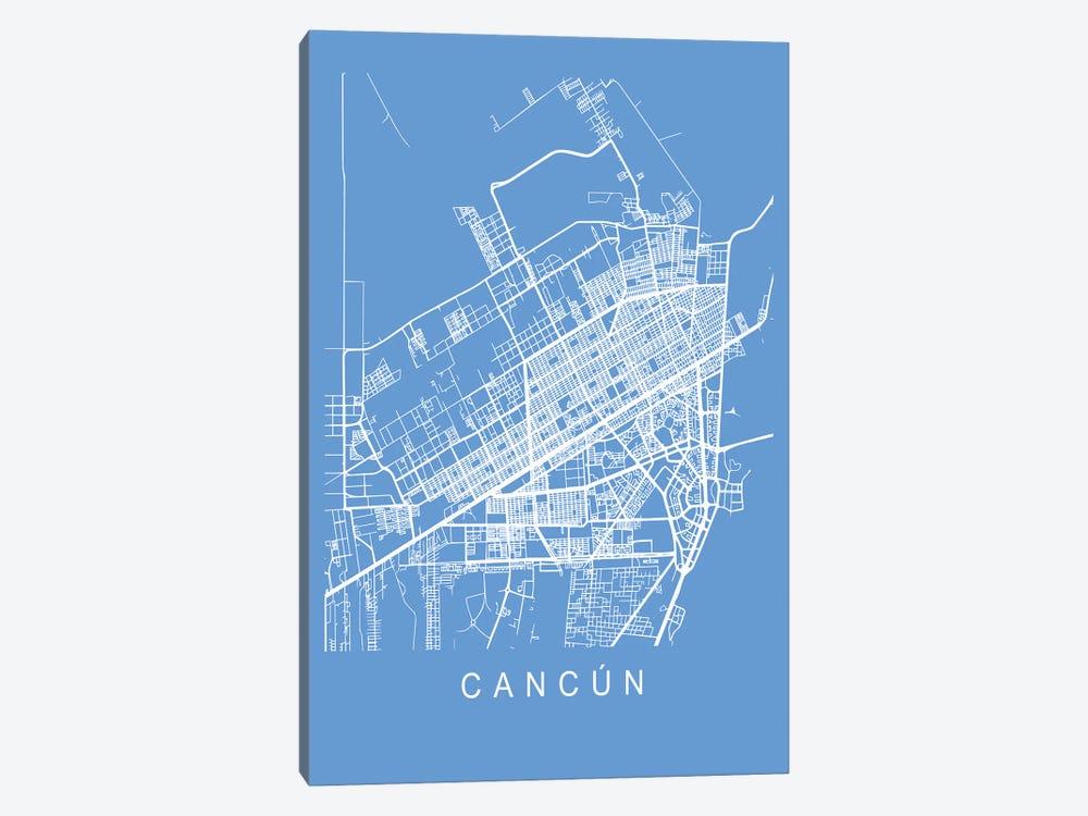 Cancun Map Blueprint by Pixy Paper 1-piece Art Print