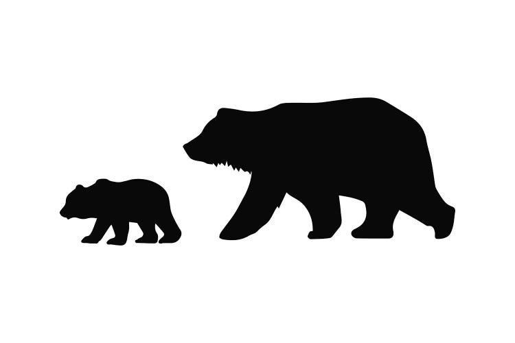 Big And Small Bear Landscape Black Novelty