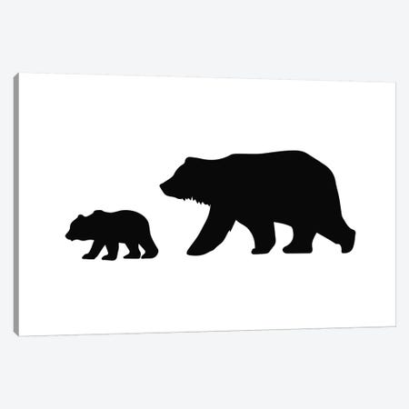 Big And Small Bear Landscape Black Novelty Canvas Print #PXY76} by Pixy Paper Canvas Artwork