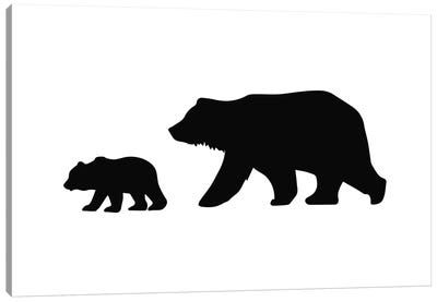 Big And Small Bear Landscape Black Novelty Canvas Art Print - Pixy Paper