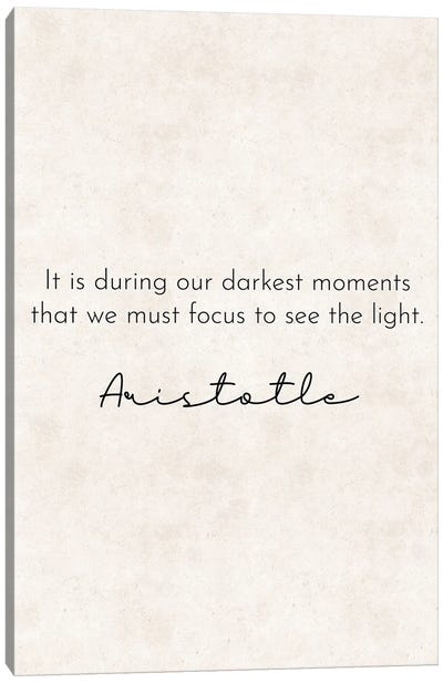 Darkest Moments - Aristotle Quote Canvas Art Print - Pixy Paper