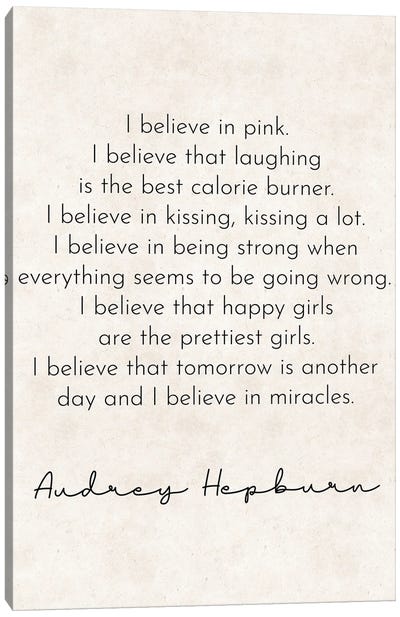 Happy Girls Are The Prettiest - Audrey Hepburn Quote Canvas Art Print - Pixy Paper