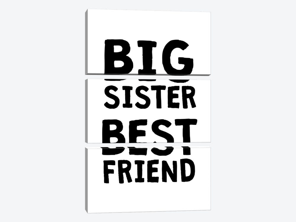 Big Sister Best Friend Black by Pixy Paper 3-piece Canvas Wall Art