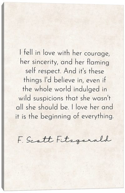 I Fell In Love - Fitzgerald Quote Canvas Art Print - Pixy Paper
