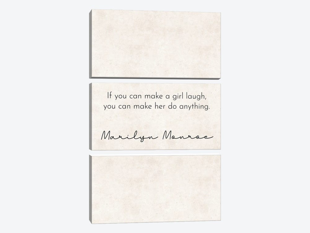 Make A Girl Laugh - Marilyn Monroe Quote by Pixy Paper 3-piece Canvas Print