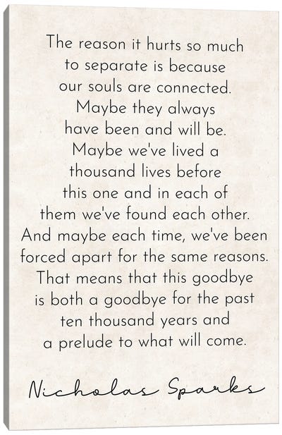 Our Souls - Nicholas Sparks Quote Canvas Art Print - Pixy Paper