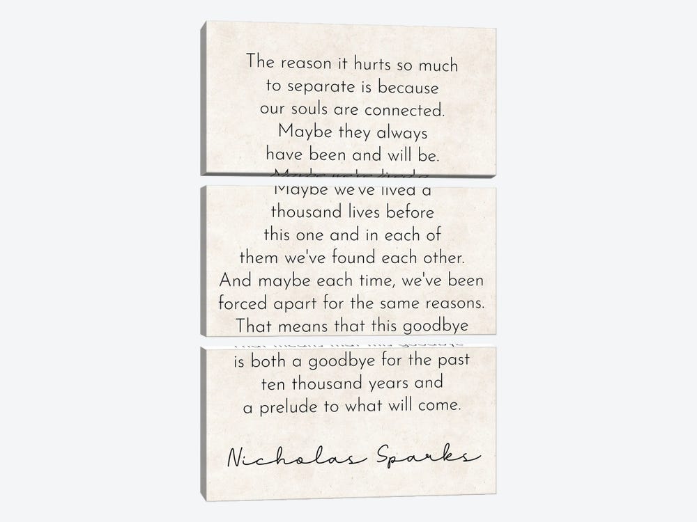 Our Souls - Nicholas Sparks Quote by Pixy Paper 3-piece Canvas Print