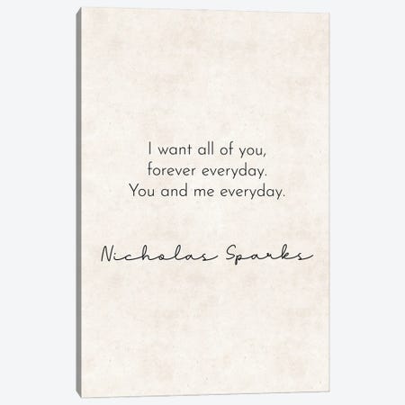 You And Me - Nicholas Sparks Quote Canvas Print #PXY821} by Pixy Paper Canvas Art