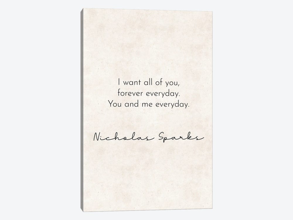 You And Me - Nicholas Sparks Quote by Pixy Paper 1-piece Canvas Art