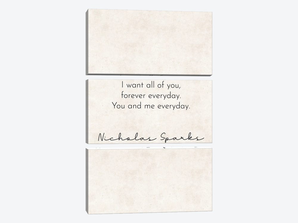 You And Me - Nicholas Sparks Quote by Pixy Paper 3-piece Canvas Art