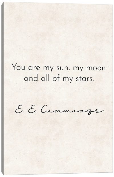 You Are My Sun - Cummings Quote Canvas Art Print - Pixy Paper