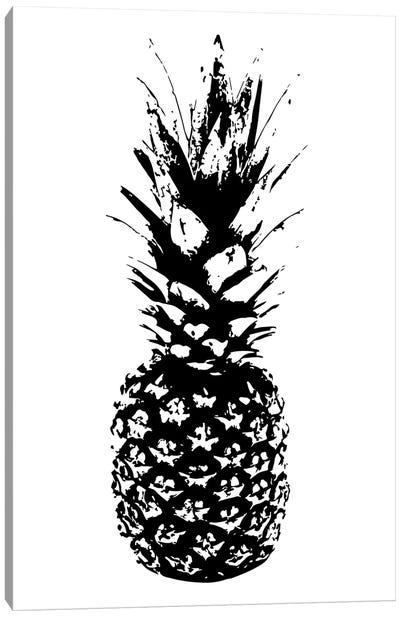 Black And White Sketched Pineapple Canvas Art Print - Pineapple Art