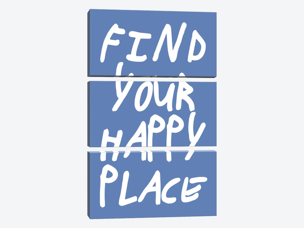 Find Your Happy Place Blue by Pixy Paper 3-piece Canvas Wall Art
