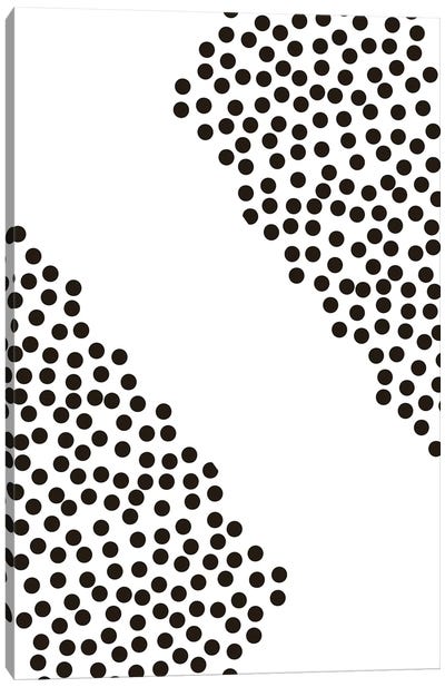 Black Corner Polka Dots Canvas Art Print - Black & White Patterns