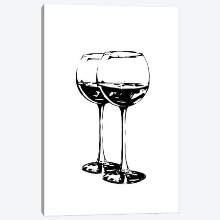 Black Wine Glasses Canvas Print #PXY87} by Pixy Paper Art Print