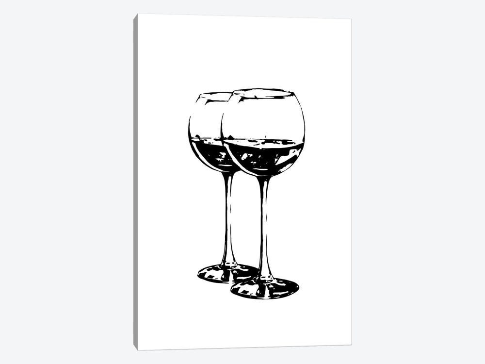 Black Wine Glasses by Pixy Paper 1-piece Canvas Art Print