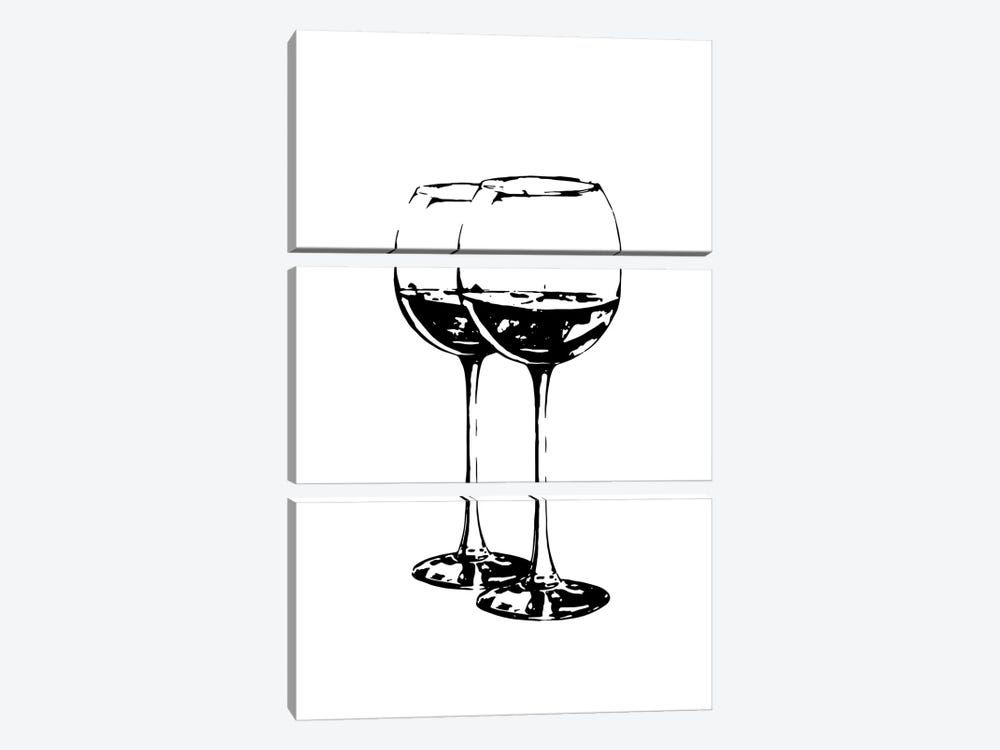 Black Wine Glasses by Pixy Paper 3-piece Canvas Art Print