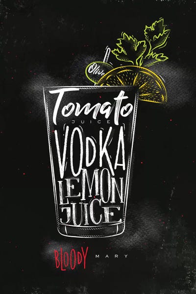 Pixy Paper: Bloody Mary Cocktail Black Background by Pixy Paper