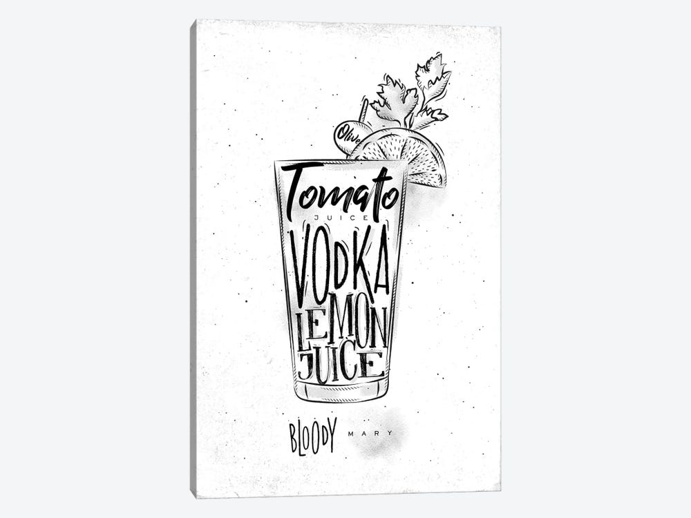 Bloody Mary Cocktail White Background by Pixy Paper 1-piece Canvas Print