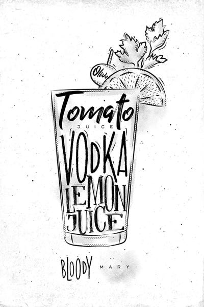 Pixy Paper: Bloody Mary Cocktail White Background by Pixy Paper
