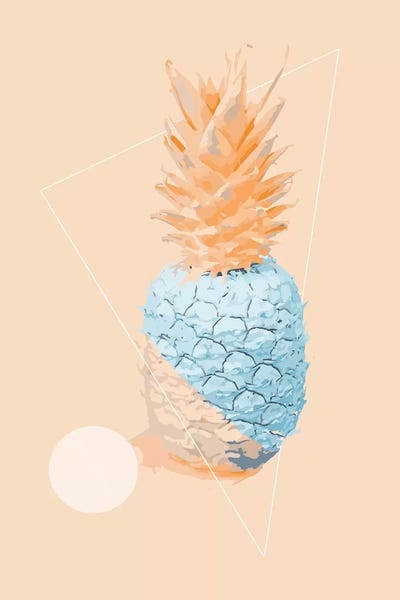 Blue And Pink Pinapple by Pixy Paper art print