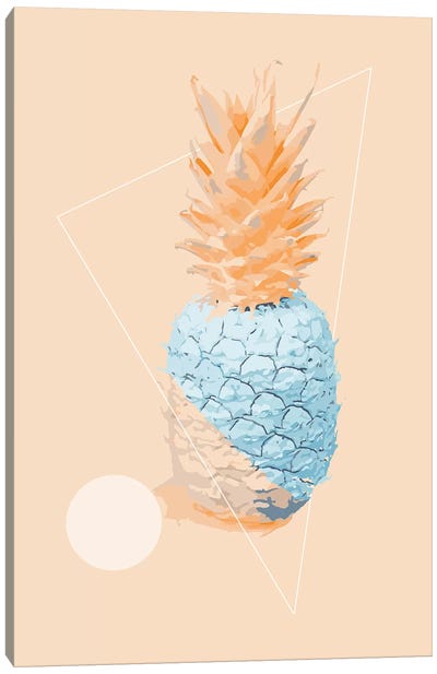Blue And Pink Pinapple Canvas Art Print - Pineapple Art