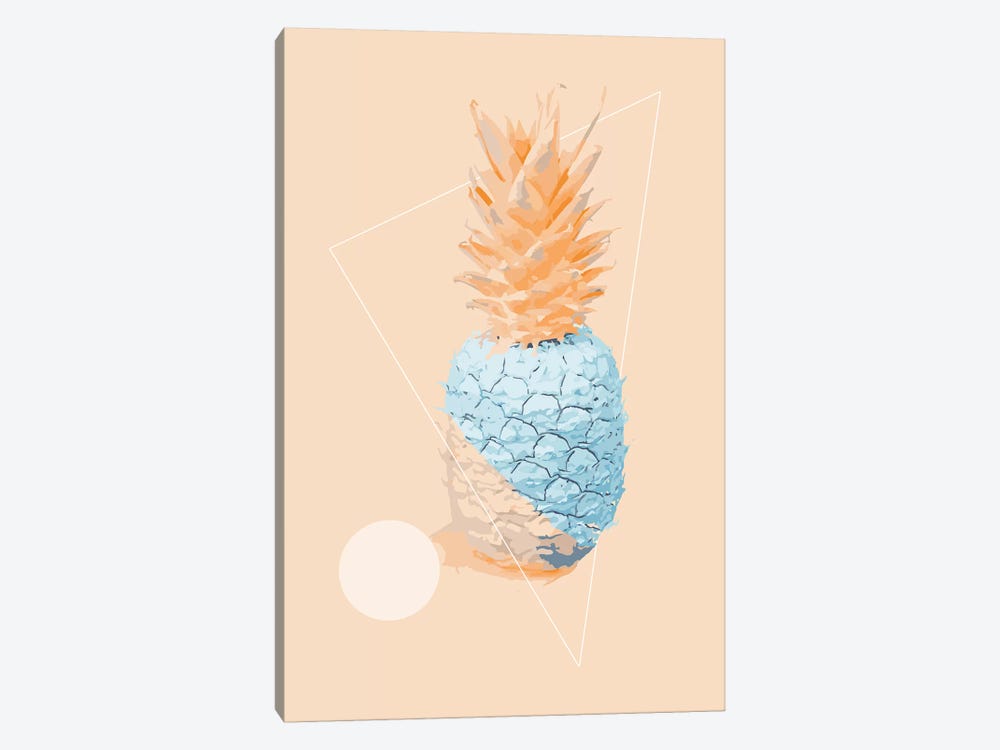 Blue And Pink Pinapple by Pixy Paper 1-piece Canvas Art Print