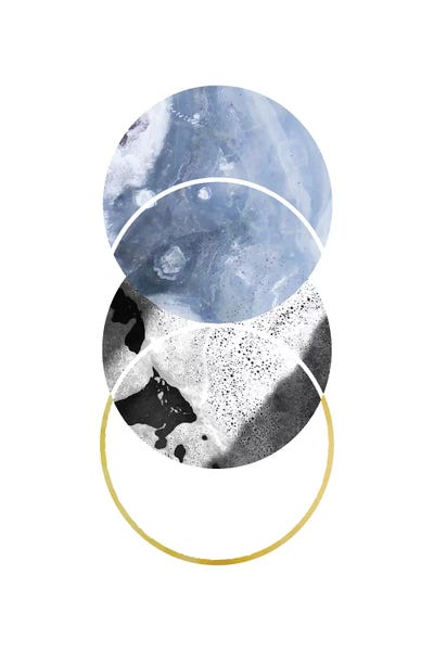 Pixy Paper: Blue Geometric Gold Ring Circle by Pixy Paper